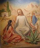 Sedící Kristus a dvě ženy ve Svaté zemi
