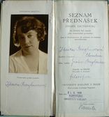 Seznam přednášek Z. B. na  FF UK, r. 1930